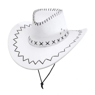 Image of Suedelook White Cowboy Wild West Sheriff Hats Caps &amp; Headwear for Fancy Dress Costumes Accessory