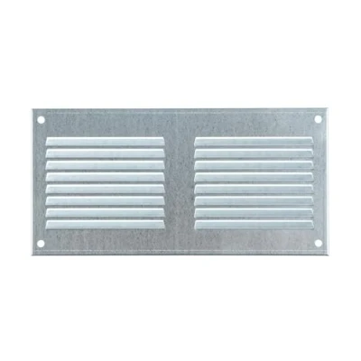 Image of Steinberg14 Galvanised Steel 200x100mm Metal Air Vent Grille Cover with Insect Mesh 8x4 inch Ventilation