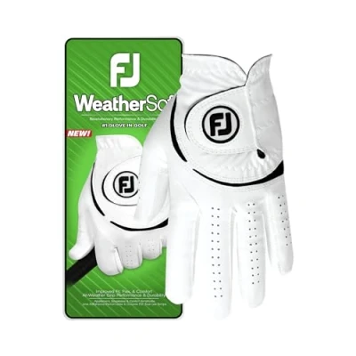 Image of FootJoy Mens Weathersof Golf Glove, White/Black, M L EU