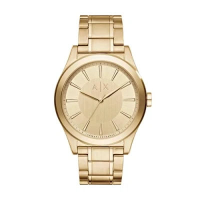 Image of Armani Exchange Watch for Men, Three Hand Movement, 44 mm Gold Stainless Steel Case with a Strap, AX2321