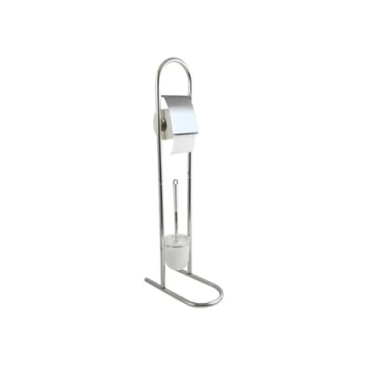 Image of MSV Toilet Brush Set with Stand, Stainless Steel, Silver, 30 x 20 15 cm