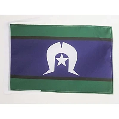 Image of AZ Flag Torres strait Islands 18&#039;&#039; x 12&#039;&#039; 100% Polyester Australia Islander Small Banner with Two Cords Fade Resistant Vivid Colors 18x12 in 45x30 Cm