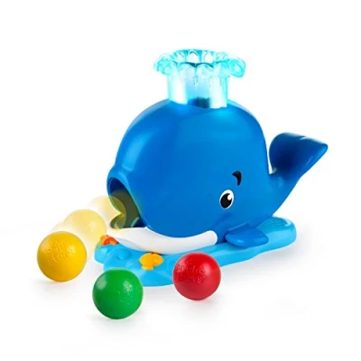 Image of Bright Starts Silly Spout Whale Ball Popper Musical Activity Toy with Light &amp; Sounds, 3 Balls, Early Development, Toddler Ages 6 12 months