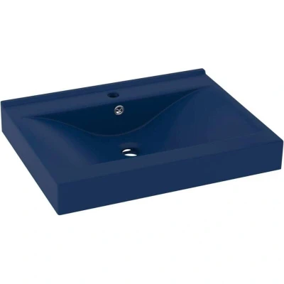 Image of vidaXL Luxury Basin with Faucet Hole Matt Dark Blue 60x46 cm Ceramic