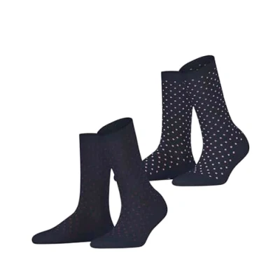 Image of ESPRIT Womens Fine Dot 2 pack W Cotton Patterned Pairs Socks, Blue (Marine 6120), 5.5 8 UK