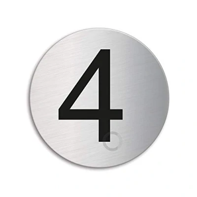 Image of Round room house mailbox number 4 brushed stainless steel no.39074