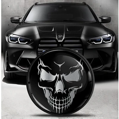 Image of Biomar Labs Front Hood Trunk Tuning Badge 82 mm Compatible with BMW Emblem 51148132375 Skull EO 15