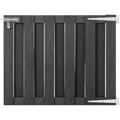 Image of &#039;vidaXL Grey Garden Gate with Crosspieces and Vertical Slats Heavy Duty WPC Gate, Weather Resistant, Includes Quick Sliding Latch, Size 100x80 cm, Easy to Assemble&#039;.