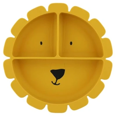 Image of Trixie Silicone Divided Suction Plate Mr. Lion Baby &amp; Toddler with Strong Base Non Slip, Microwave Dishwasher Safe Perfect for Led Weaning Portion Control
