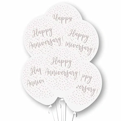 Image of Amscan 9912773 Rtl Balln Pk6 27Cm Hppy Anniv