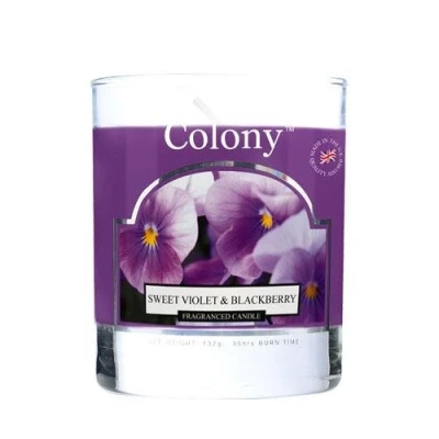 Image of Wax Lyrical Colony Sweet Violet and Blackberry Votive Candle In holder