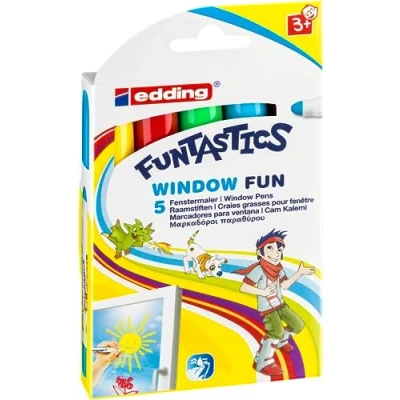 Image of Edding 4 16 5&quot;Funtastics Window Fun&quot; Fibrepen Set (Pack of 5),Multi Colour