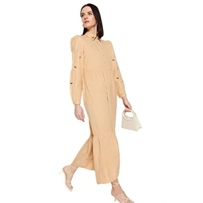 Image of Dress Brown Basic,Camel,36
