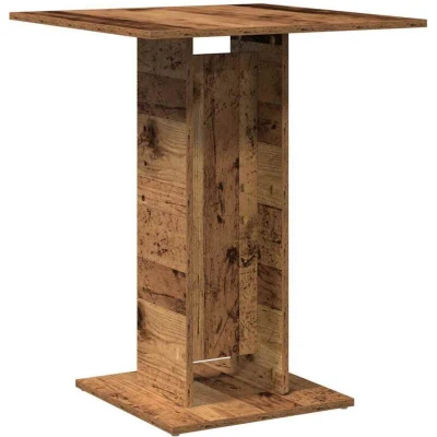Image of vidaXL bistro table square coffee/dining room decor old wood finish, engineered 60x60x75 cm moisture resistant, versatile for home/office