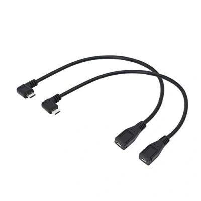 Image of CERRXIAN 9Inch Micro USB Cable Combo Left and Right Angle 5 Pin Male to Sync Female Data Charging (1 pair