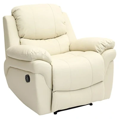 Image of More4Homes MADISON BONDED LEATHER RECLINER ARMCHAIR SOFA HOME LOUNGE CHAIR RECLINING GAMING (Cream)