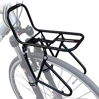 Image of bike front pannier rack 15KG load cycle Brake Frame Luggage Shelf with 2 installation methods Can carry bag/bicycle basket/tent/sleeping bag