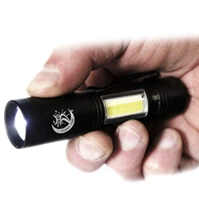 Image of New Night Owl &#039;NOVA&#039; Q5 &amp; COB *Ultra Bright* LED Mini Pocket Zoomable Torch Black