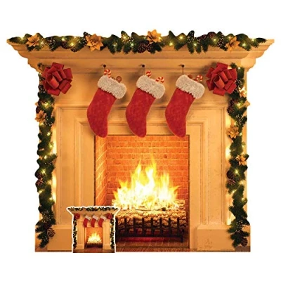 Image of Star Cutouts SC1458 Fireplace Festive 1 Dimensional Cardboard Cutout Display Perfect Christmas Decoration for Santa Scenes Including Shop Windows, Office Parties and The Home Height 101cm, Multicolour