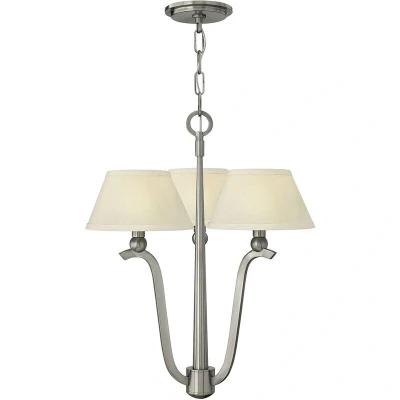 Image of Hinkley Whitney 3 Arm Pendant Light with Shade 3x E14 Brushed Nickel