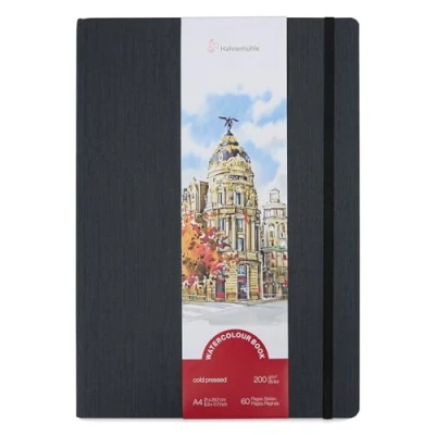 Image of Hahnemühle Watercolour Book 200gsm Fine Grain 30 Sheets Natural White A4 Portrait Format