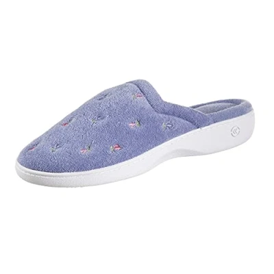 Image of isotoner Women&#039;s Terry Slip on Clog Slipper with Memory Foam for Indoor/Outdoor Comfort, Periwinkle, 6/7 UK