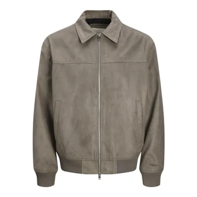Image of JACK &amp; JONES Men&#039;s Jprccray Faux Suede Bomber Jacket, Falcon, XS