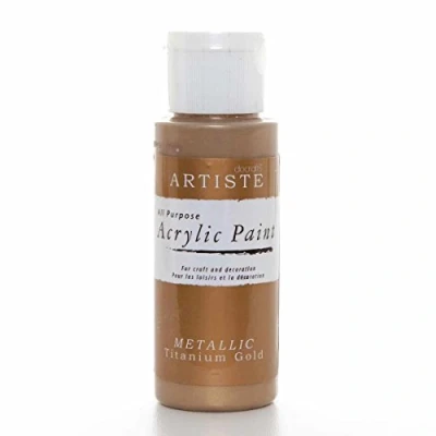 Image of Artiste Acrylic Paint 59ml 2Oz Metallic Titanium Gold, Quick Drying Professional Art, Craft And Hobby Artists Paint, Vibrant Colour, Water Based Paints Cover All Surfaces With Ease, Ideal For Travel