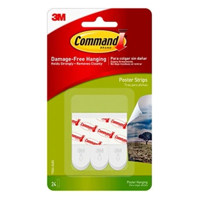 Image of Command Poster Hanging Strips, Small, White, 24 Strips (17024 24ES)