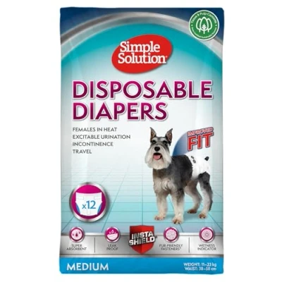 Image of Simple Solution Disposable Dog Diapers for Female Dogs, Super Absorbent Leak Proof Fit with Wetness Indicator Excitable Urination, Incontinence or females in heat 12 pack