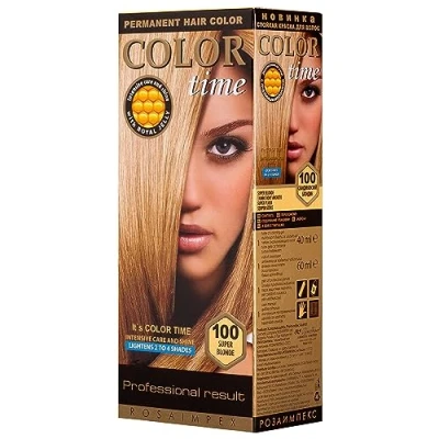 Image of Color TIME Permanent Gel Hair Dye Super Blonde 100 Enriched with Royal Jelly and Vitamin C Covers Gray ML