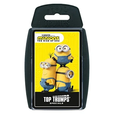 Image of Top Trumps Minions the Rise of Gru Specials card Game, Play with Otto, Phil, Stuart, young and Vicious 6, Educational game for 2 plus players makes a great gift ages 6