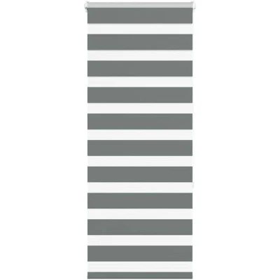 Image of vidaXL Zebra Blind Dark Grey 65x150 cm Fabric Width 60.9 Polyester