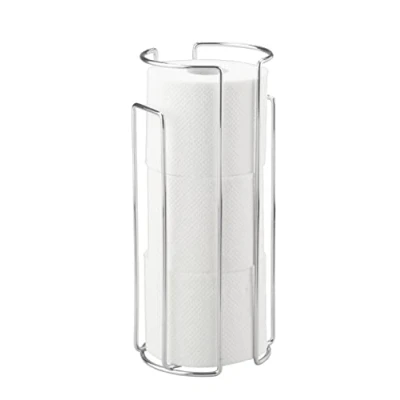 Image of Wenko 16825100 Wallmounted and Standing Spare Toilet roll Holder for 3 Rolls, Metal Steel, 13.5 x 32 14 cm, Chrome