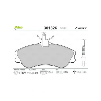 Image of 425154 Brake pad set VALEO 301326 FIRST Front Axle incl. wear warning contact without anti squeak plate PEUGEOT: 306 Hatchback, Partner I Van