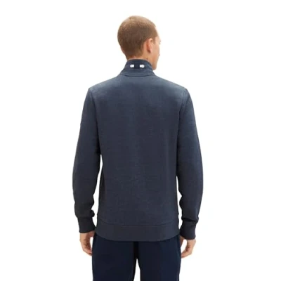 Image of TOM TAILOR Men&#039;s Sweat Jacket with Stand up Collar, 19024 sky Captain Blue White Melange, S