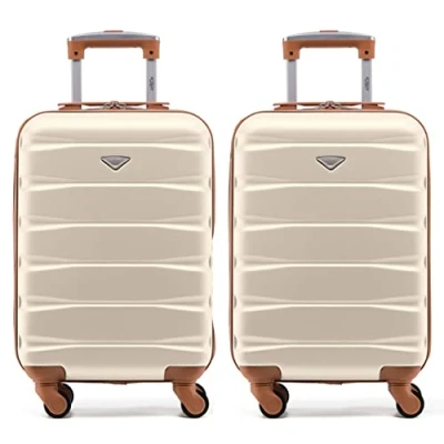 Image of Flight Knight Set of 2 Premium Suitcases Extra Stong Lightweight Luggage Hardcase with 4 Wheels &amp; Built in Lock (Set S+S)