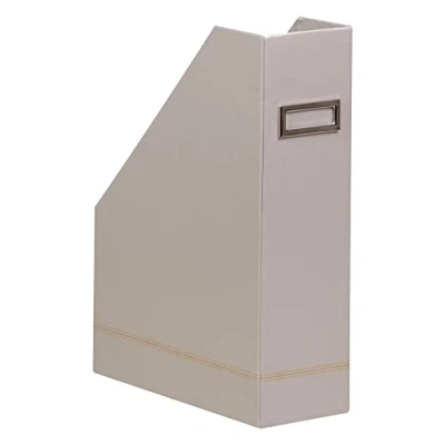 Image of RHODIA 318831C Silver Magazine Rack 10x25x31 cm Orange Saddle Stitching Faux Leather Exterior Rhodiarama Home Office Collection Organization &amp; Designer Storage