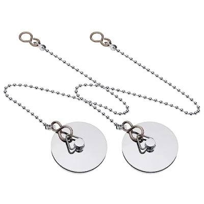 Image of ECSiNG 2Pcs Bath Sink Plug Chrome Bathtub Stopper Metal Drain Accessories for Home Hotel Bathroom 45mm/ 1 3/4 Inch Silver