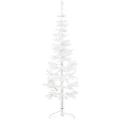 Image of vidaXL Slim Artificial Half Christmas Tree with Stand White 180 cm