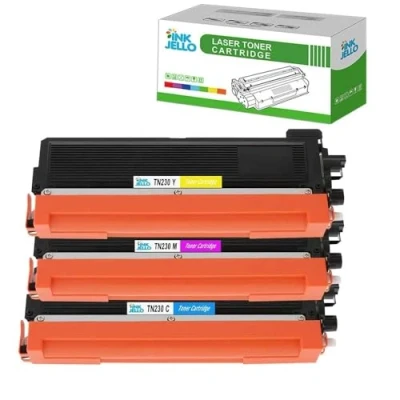 Image of InkJello Compatible Toner Cartridge Replacement for Brother DCP 9010CN HL 3040CN 3070CW MFC 9120CN 9320CW TN230 (Cyan, Magenta, Yellow, 3 Pack)