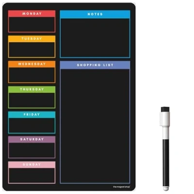 Image of TMS Magnetic Weekly Planner and Dry Wipe Pen, Meal Shopping List, Fridge Whiteboard for Prep, Notes Reminders, Daily Plan Erase Memo Board, Kitchen or Office