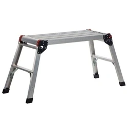 Image of Folding Work Platform; Platform Size LxWxH 690x300x500; 2 Tread Silver