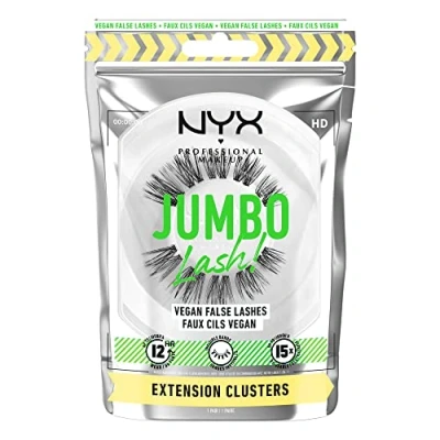 Image of NYX Professional Makeup False Lashes, Long lasting 12h Wear, Invisible Bands, Re Usable up to x15, Vegan Jumbo Lash!, Extension Clusters
