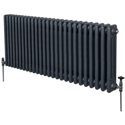 Image of Traditional 3 Column Radiator 600mm x 1192mm Modern Central Heating Heater Matt Anthracite Grey Carbon Steel Horizontal Wall Mounted Kitchen Living Room Bathroom Cleaning Brush Fixing Kit &amp; Brackets