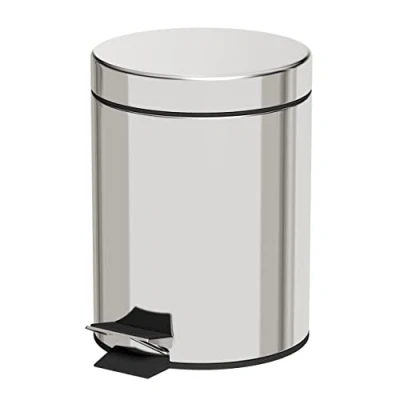 Image of Architeckt Bathroom Bin 5L Small Pedal Dustbin with Removable Bucket Bins Lids Toilet WC Rubbish Garbage Can Waste Chrome