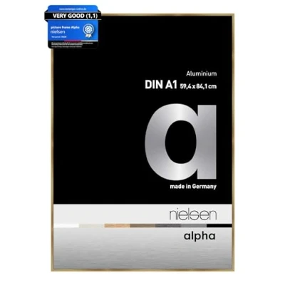 Image of nielsen Alpha Photo Frame A1, 59.4x84.1cm Aluminium Picture Frame, Amber with Protective Float Glass and Push Turn Clips Brushed