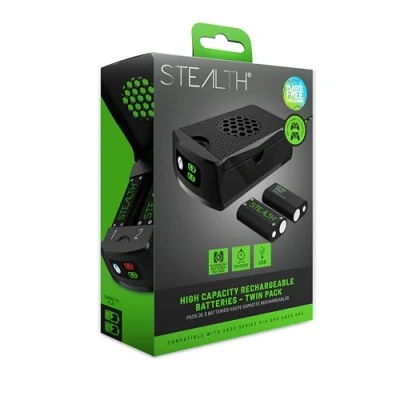 Image of STEALTH XBOX One, Series S, X Dual Rechargeable Battery Packs with Braided Charging Cable and Box Black
