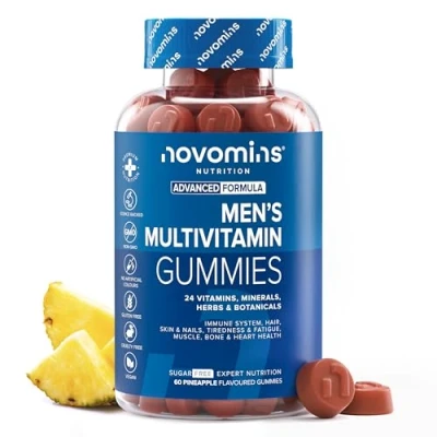 Image of Novomins Multivitamin Gummies for Men 24 Essential Multi Vitamins and Minerals Immune Support, Metabolism, Bone &amp; Muscle Health 60 Vegan Chews Tastier Than Tablets