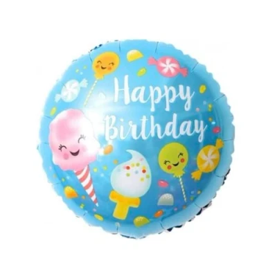 Image of Blue Sweets Round Foil Balloon, 45cm
